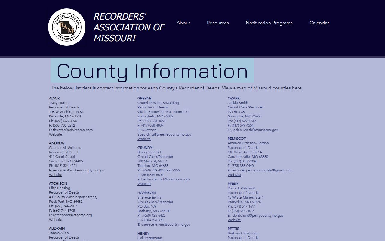 Missouri court source describing Mercer County law enforcement structure