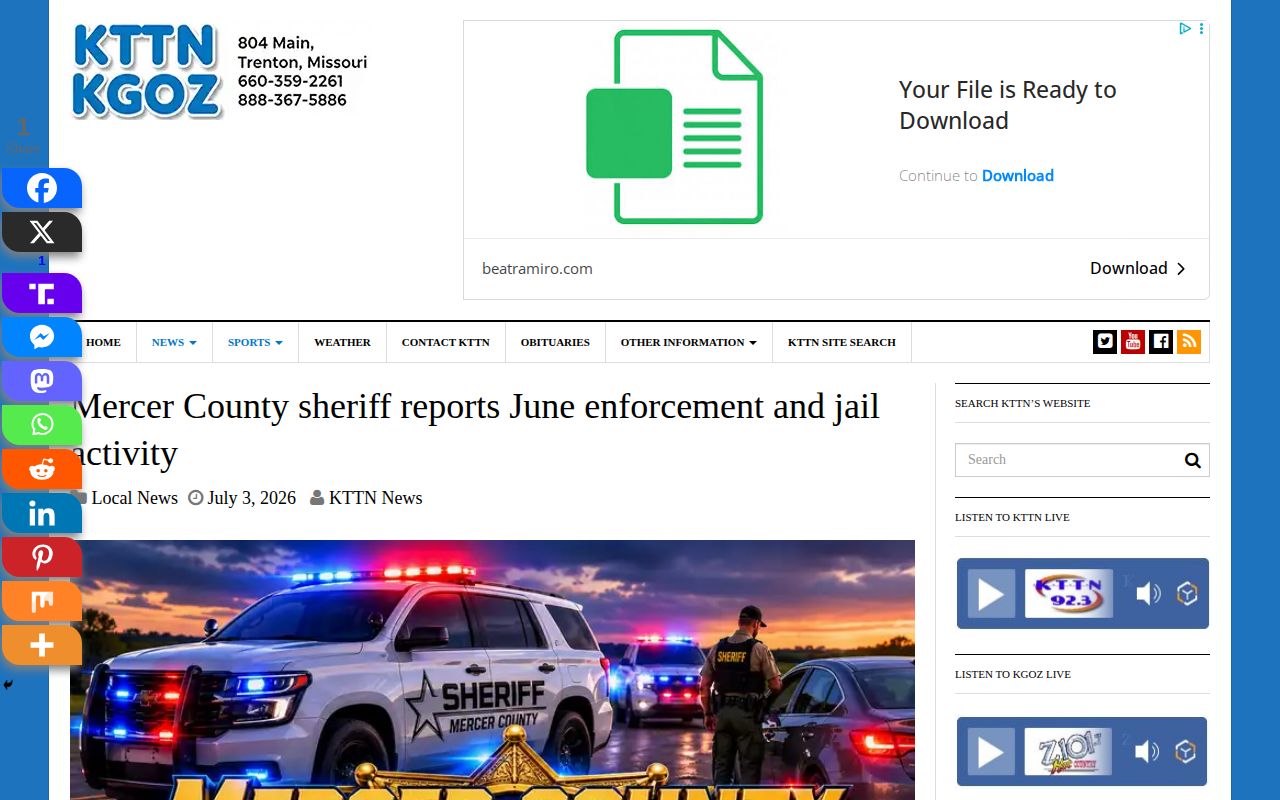 Missouri arrest statistics with county aggregate counts
