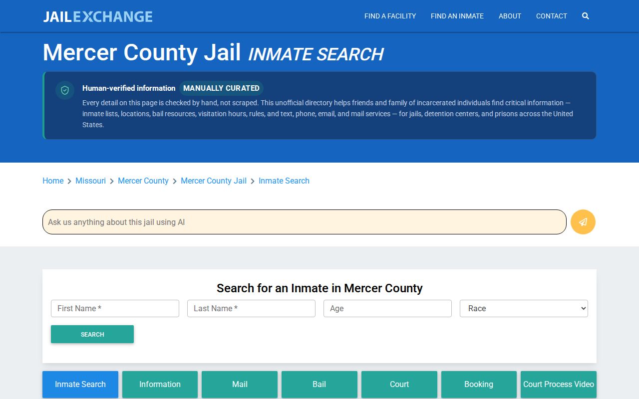 Unofficial Mercer County jail directory requiring official verification